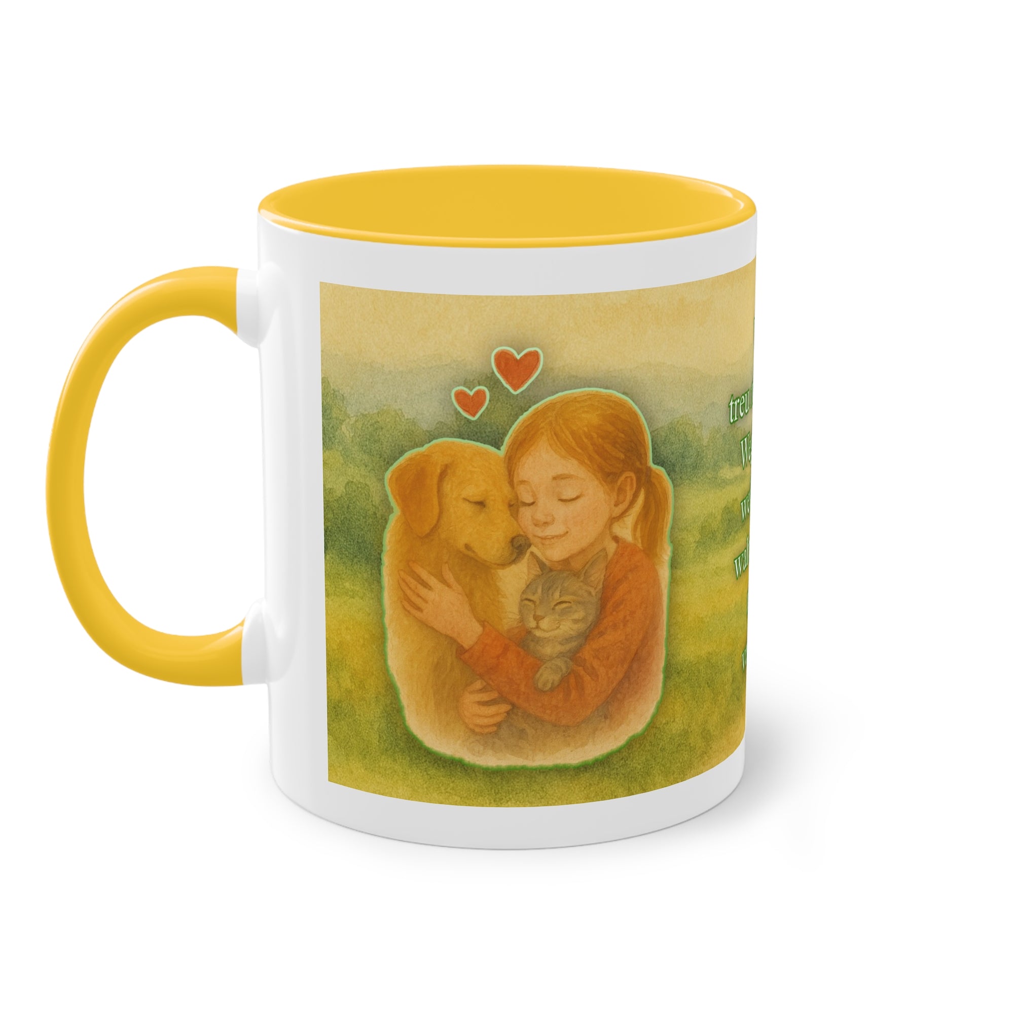 Tasse – „Hund und Mädchen“ im Aquarell-Stil, 325 ml