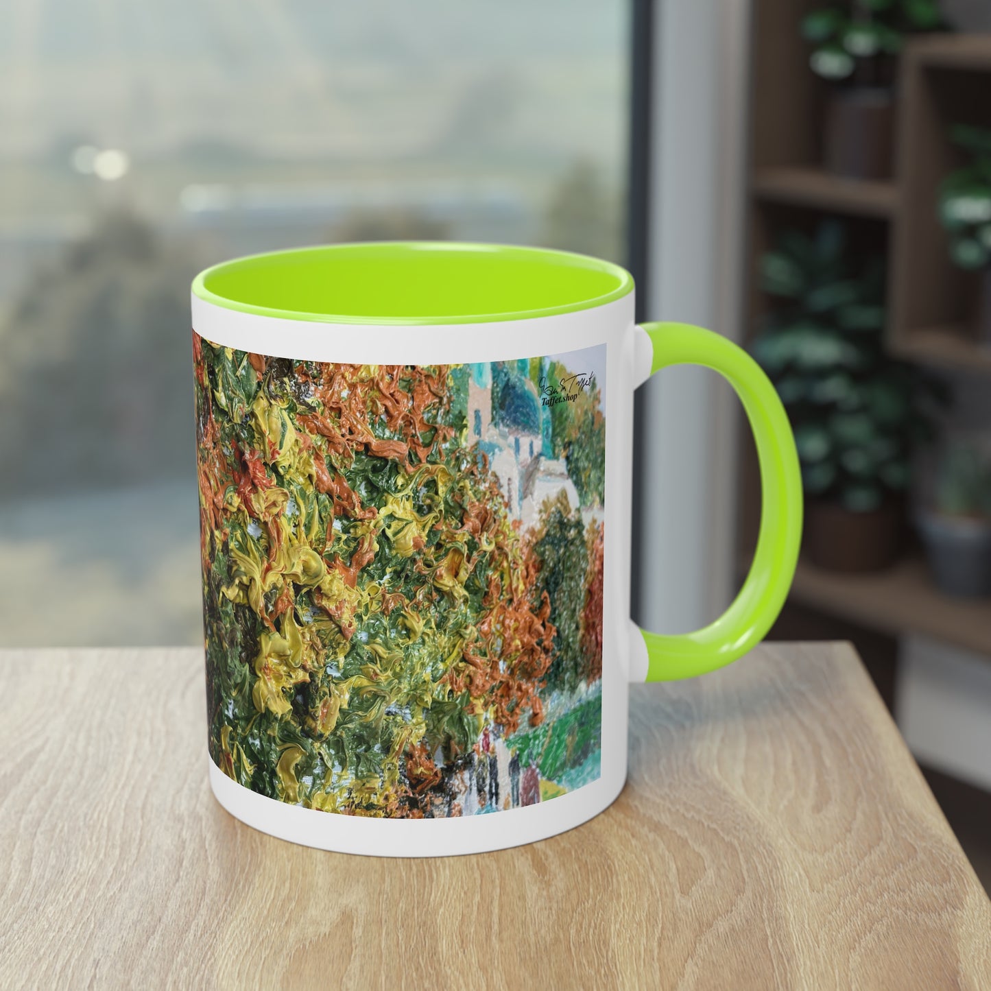 Künstlertasse „Herbstmotiv“ Reproduktion eines Impasto-Ölgemäldes von Monika Taffet