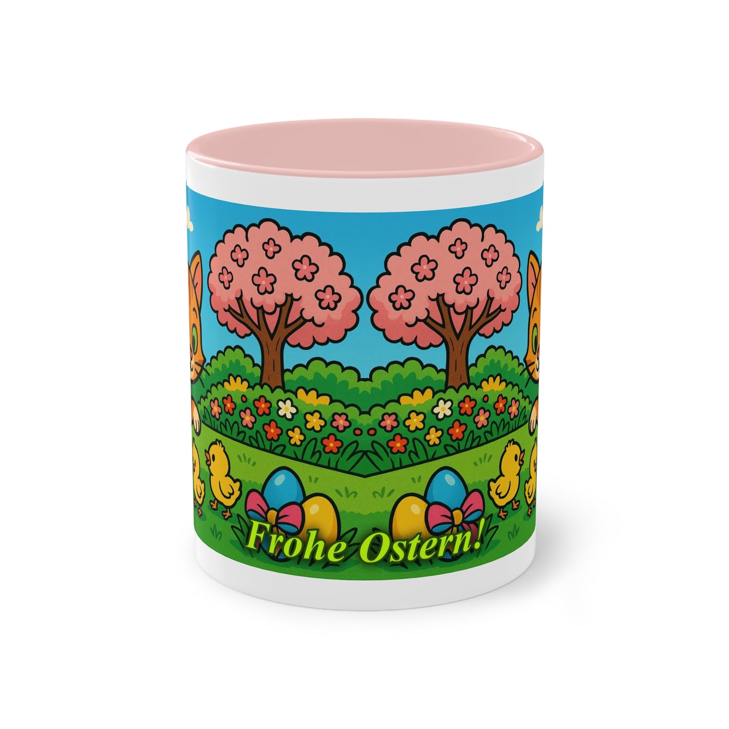 Mug – “Cat &amp; Chicks”, Easter/Spring, 325 ml