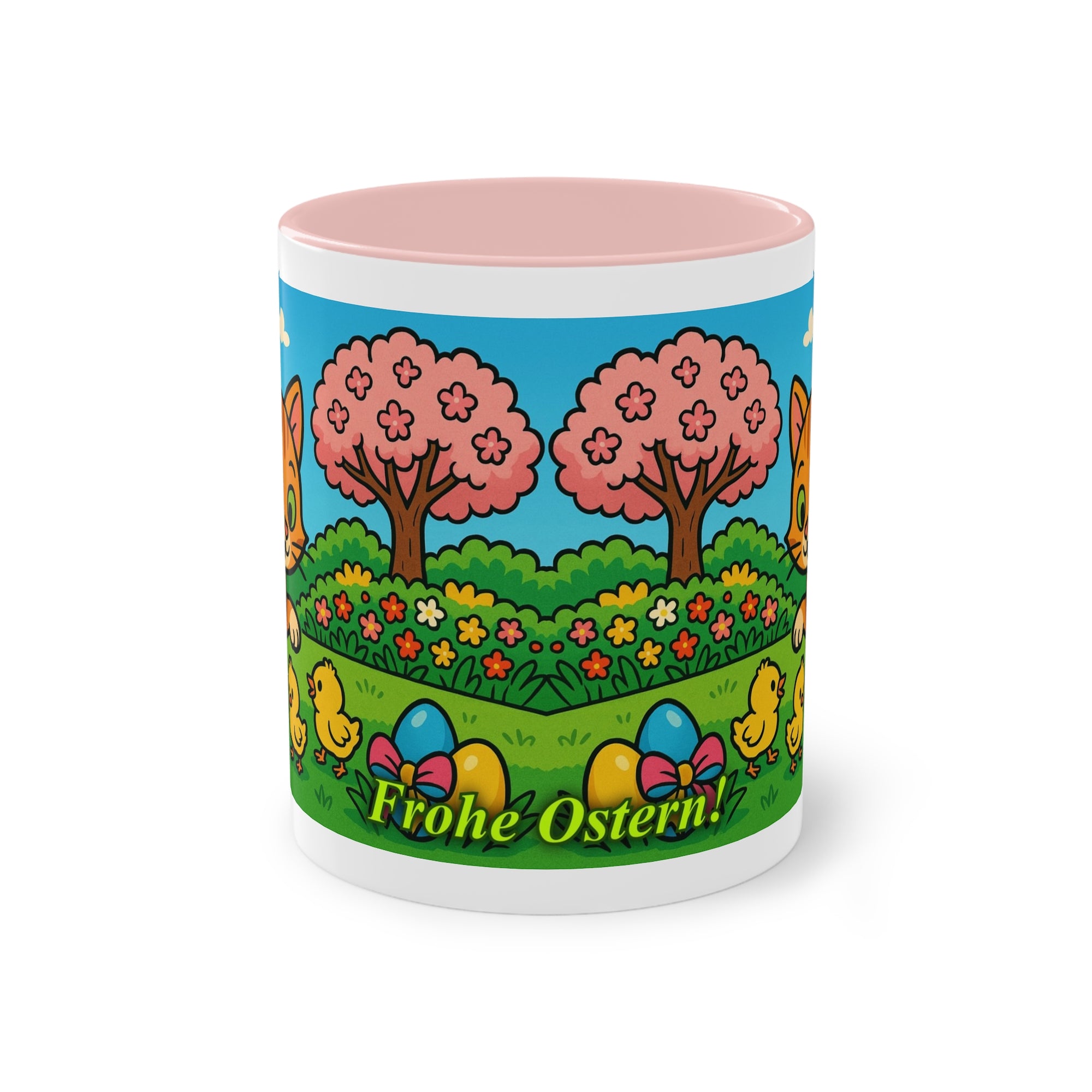 Tasse – „Katze & Küken“, Ostern/Frühling, 325 ml