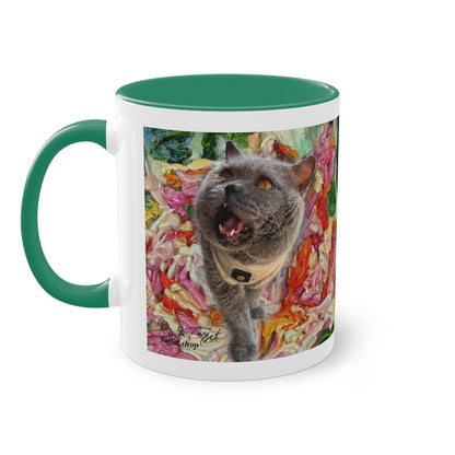 Artist Mug “Cat British Shorthair Motif (2)” Reproducing Impasto Oil Painting by Monika Taffet