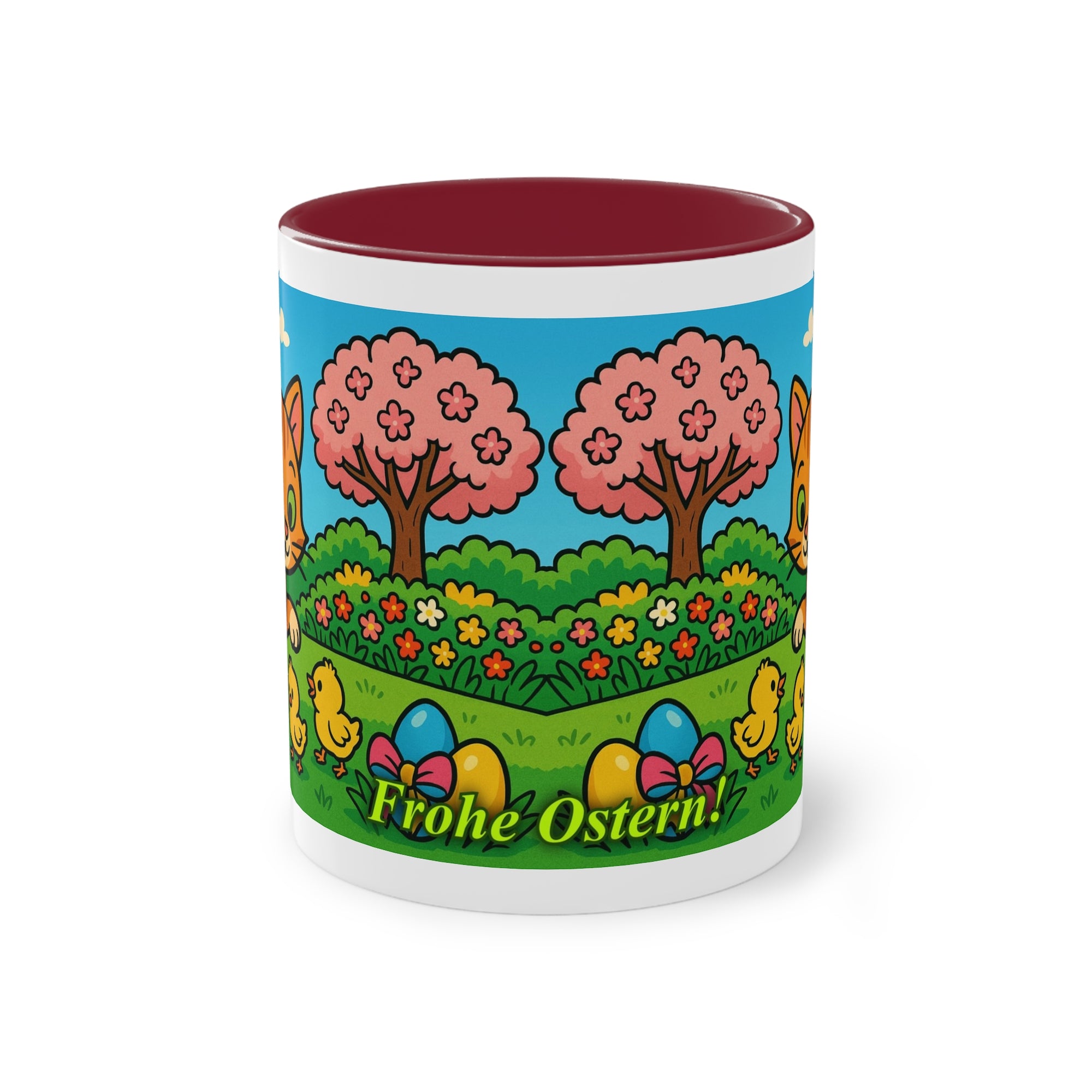 Tasse – „Katze & Küken“, Ostern/Frühling, 325 ml