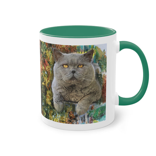 Artist Mug “Cat British Shorthair Motif (1)” Reproducing Impasto Oil Painting by Monika Taffet