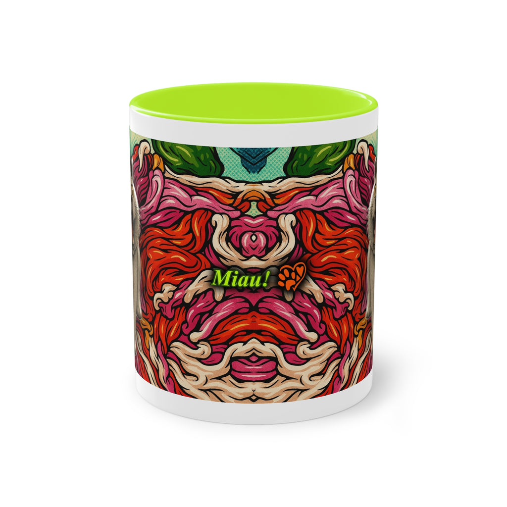 Tasse – Katze BKH/BSH mit Blume im Comic-Stil, 325 ml