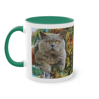 Künstlertasse „Cat British Shorthair Motiv (1)“ Reproduktion eines Impasto-Ölgemäldes von Monika Taffet