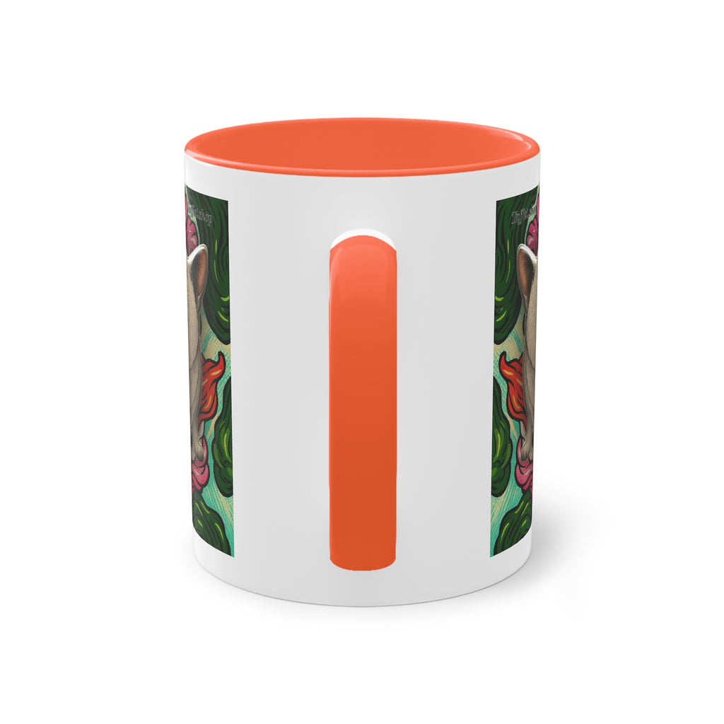 Tasse – Katze BKH/BSH mit Blume im Comic-Stil, 325 ml
