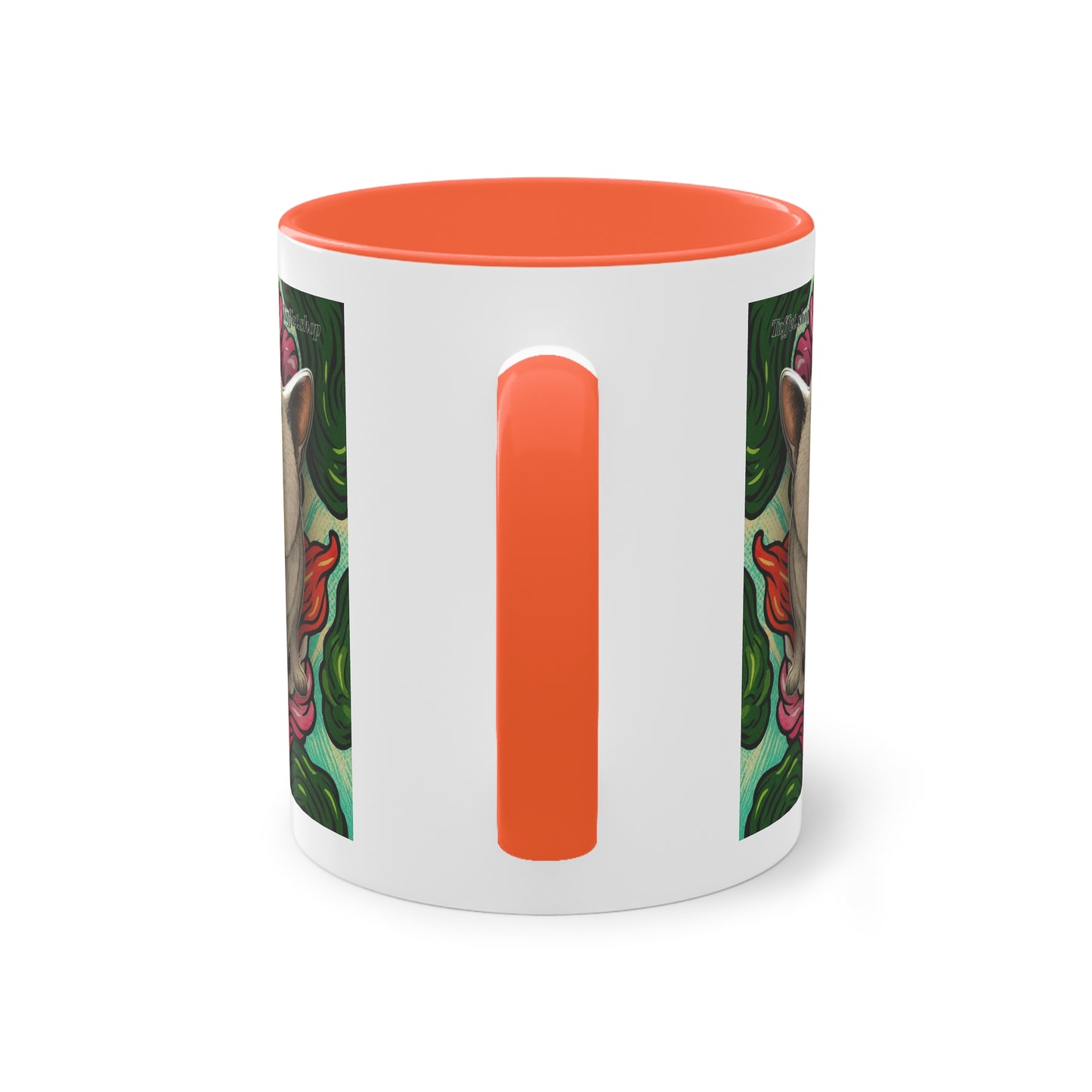 Mug – Cat BKH/BSH with flower in comic style, 325 ml