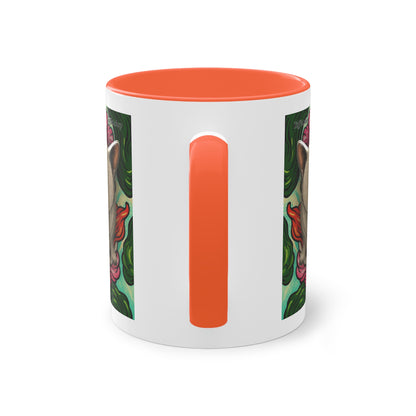 Mug – Cat BKH/BSH with flower in comic style, 325 ml