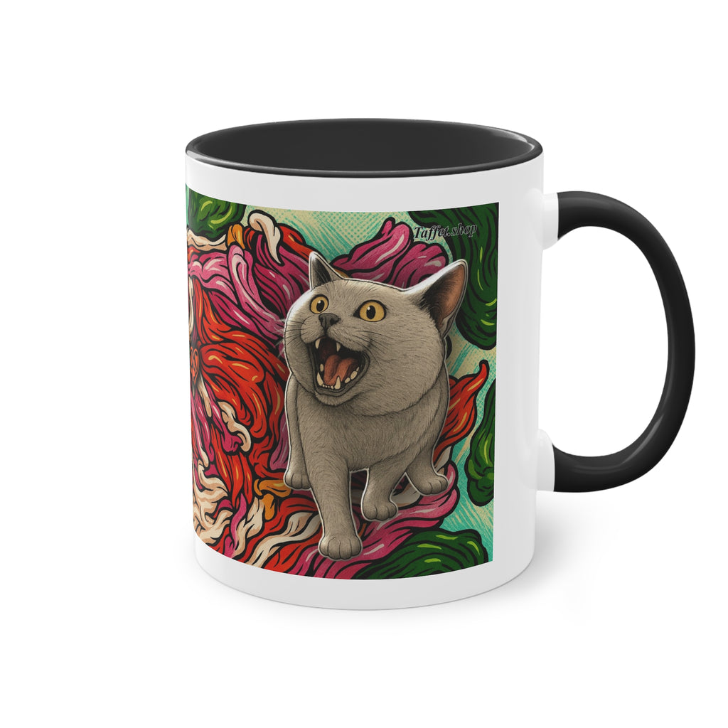 Tasse – Katze BKH/BSH mit Blume im Comic-Stil, 325 ml