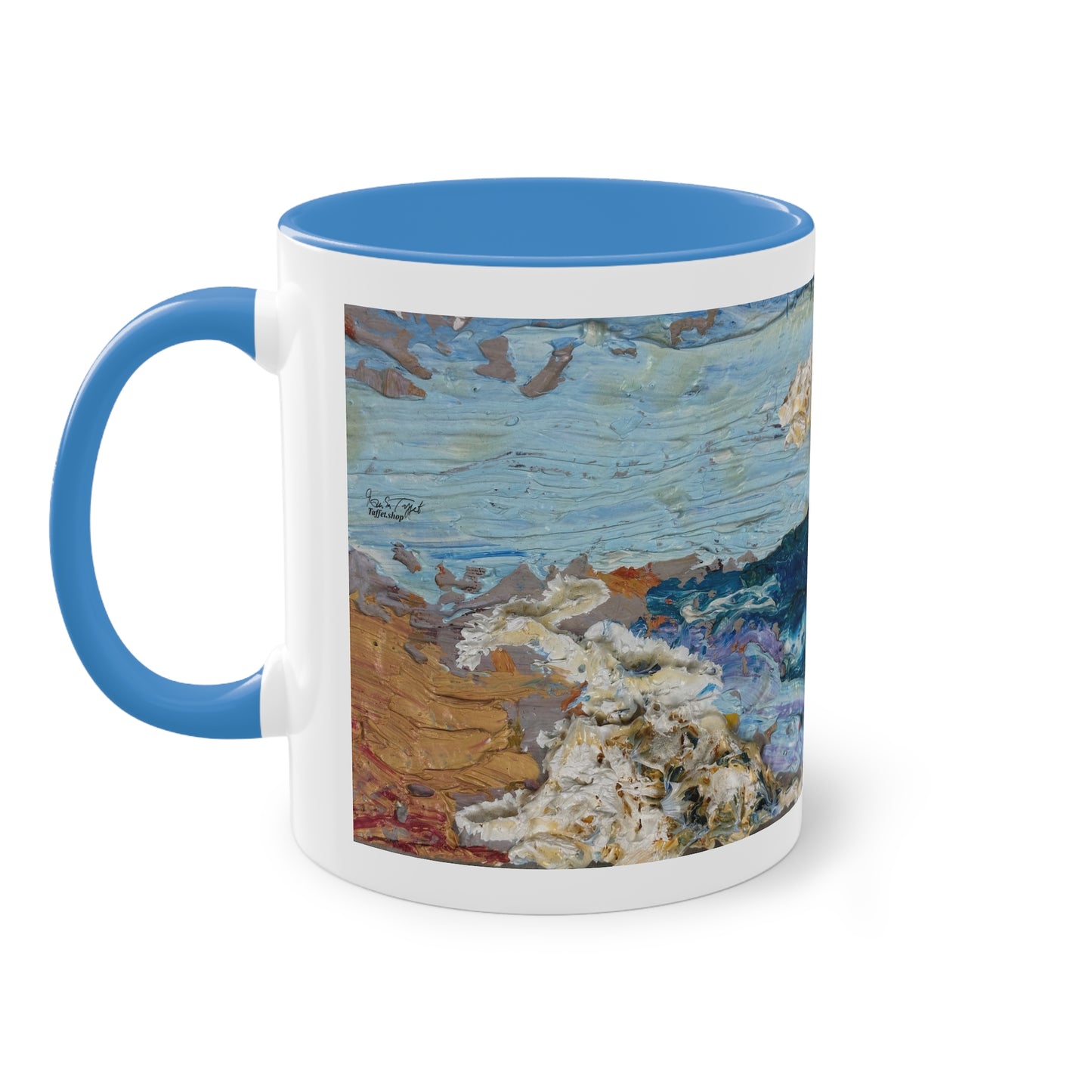 Artist Mug “On The Beach Motif” Reproducing Impasto Oil Painting by Monika Taffet