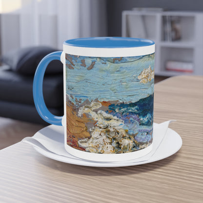 Künstlertasse „On The Beach Motiv“ Reproduktion eines Impasto-Ölgemäldes von Monika Taffet