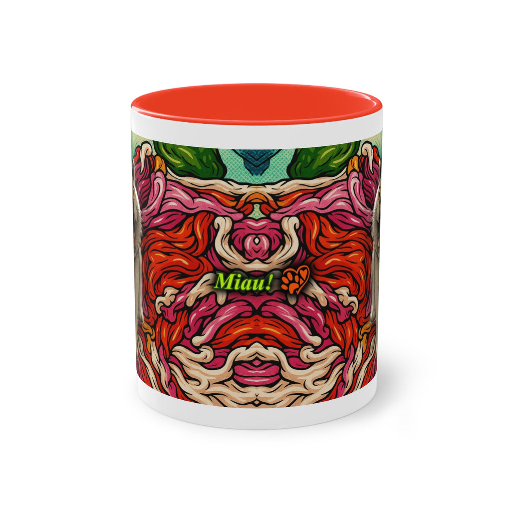 Tasse – Katze BKH/BSH mit Blume im Comic-Stil, 325 ml